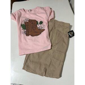 Social Academy Girl Pink Cowboy Boot Tee 14 & Art Class Wide Leg Cargo Pant 14